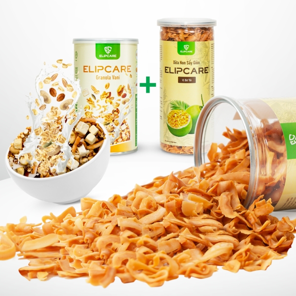 Ảnh sản phẩm Combo 2 hộp gồm Granola (vị bất kì) + Dừa non sấy giòn (vị bất kì)